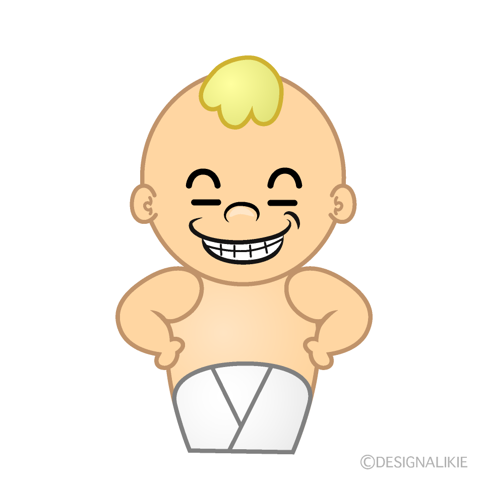 かわいいニヤリと笑う赤ちゃんイラスト