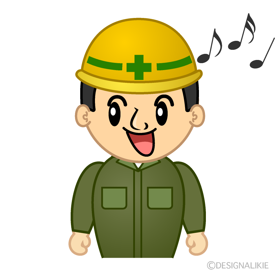 かわいい歌う作業員イラスト