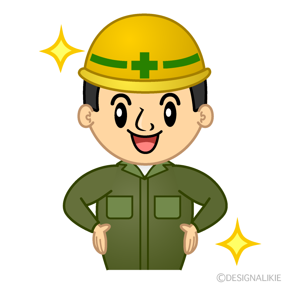 かわいい自信満々な作業員イラスト