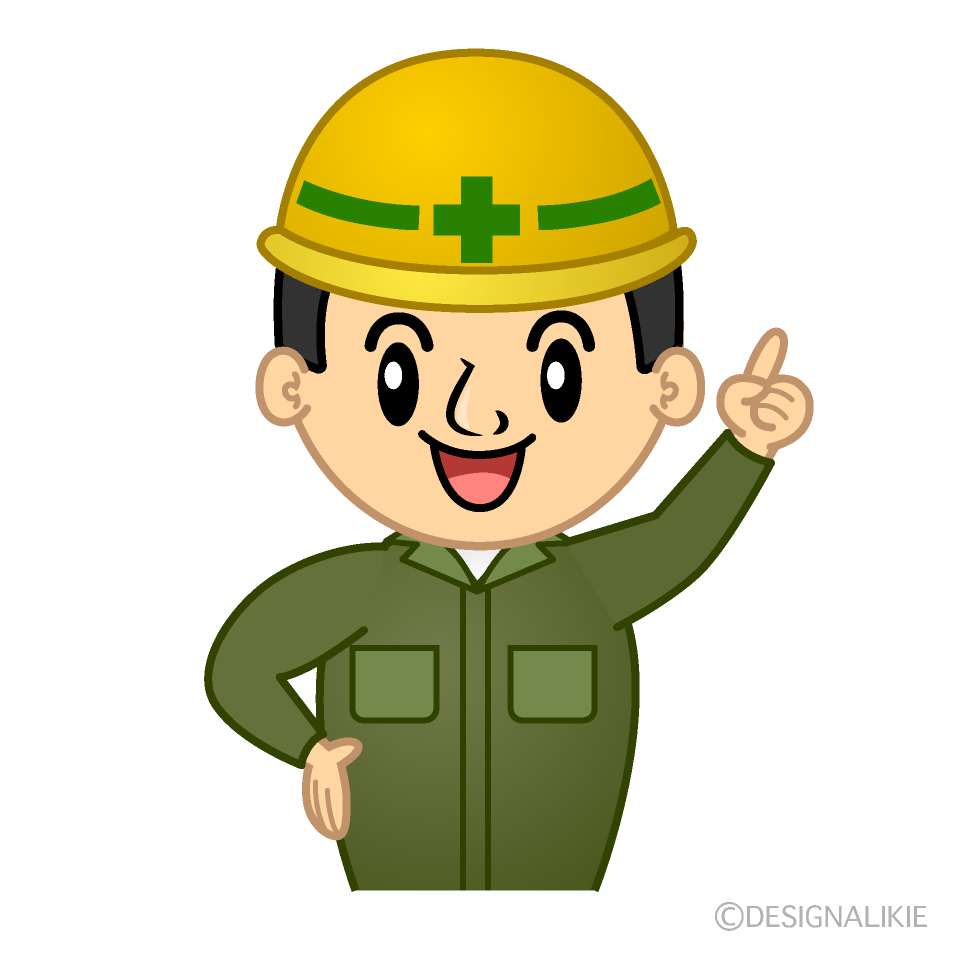 かわいい指差し作業員イラスト