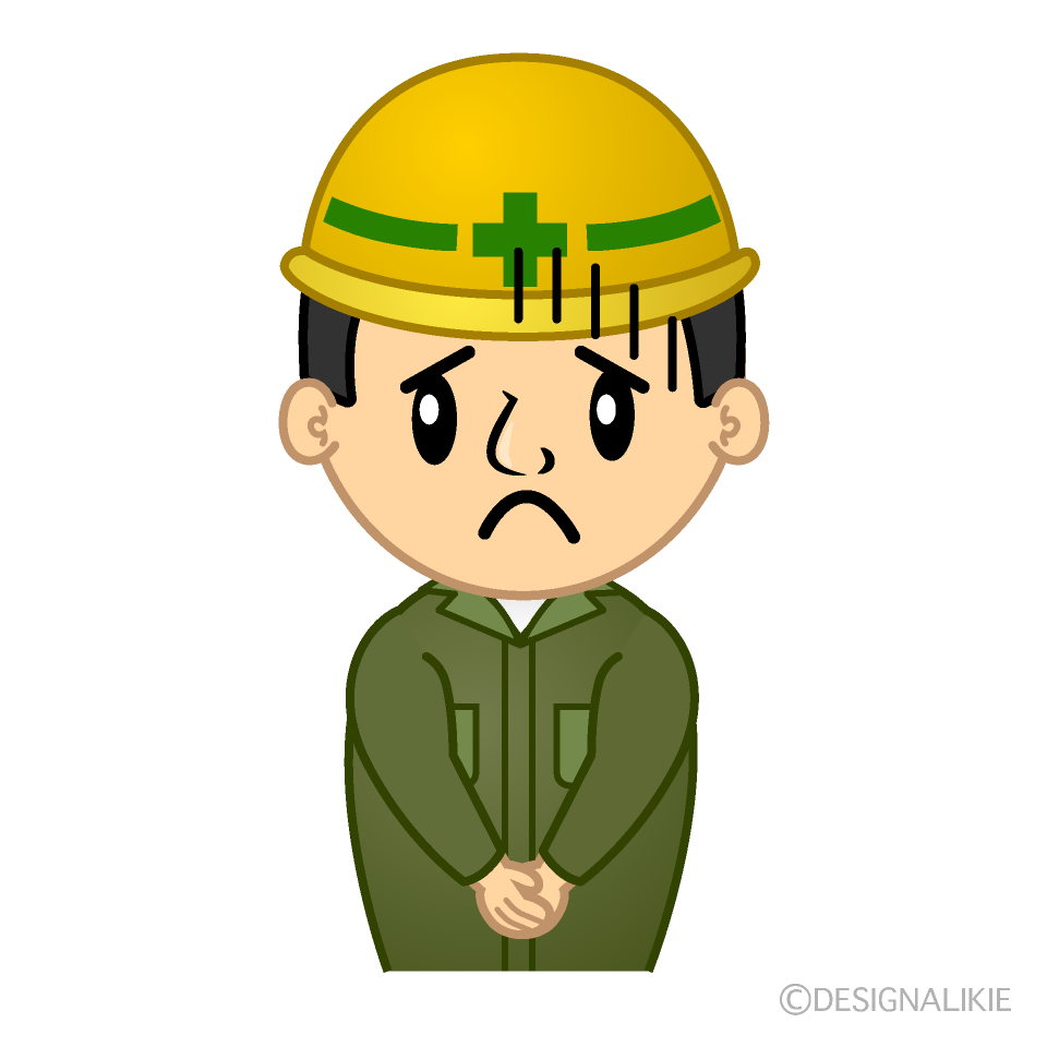かわいい落ち込む作業員イラスト
