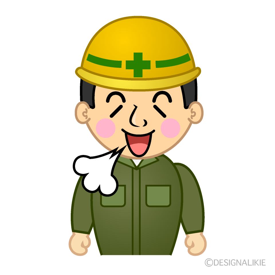 かわいいリラックスする作業員イラスト