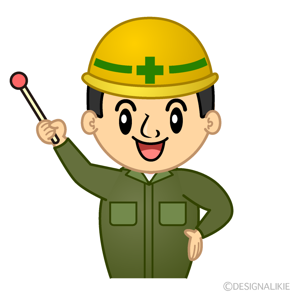 かわいい説明する作業員イラスト