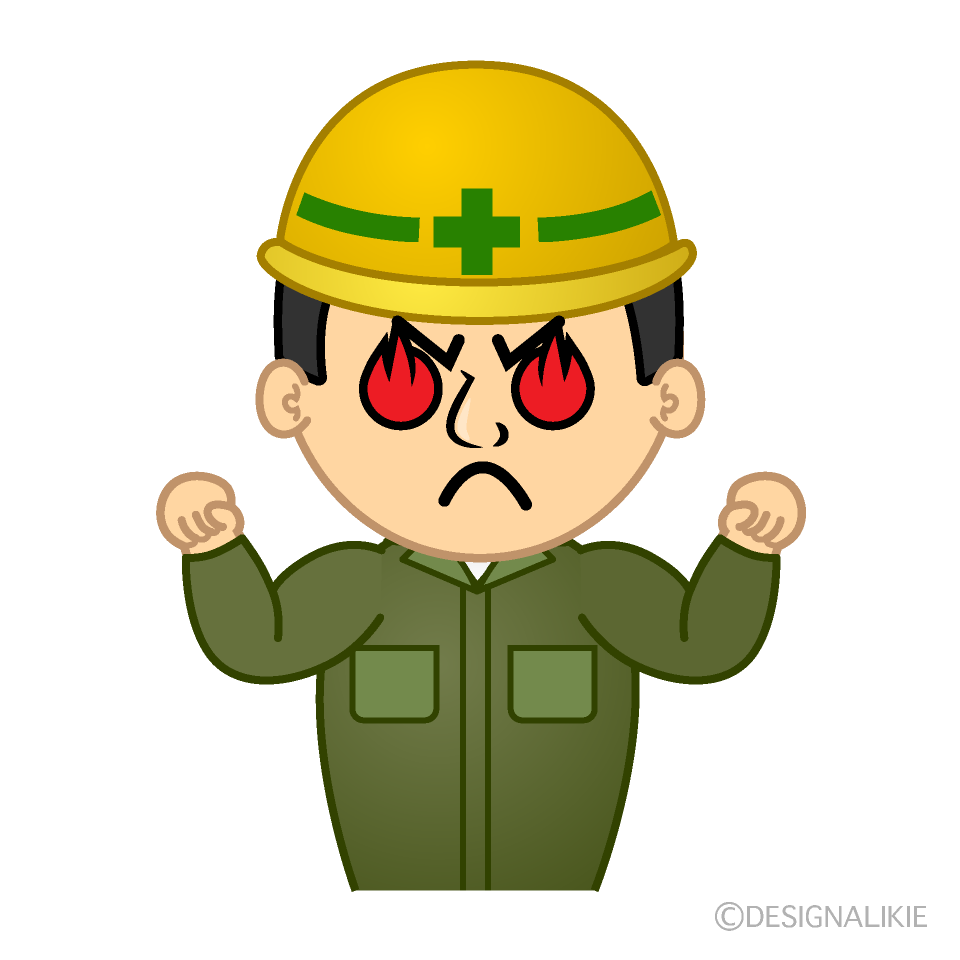 かわいい燃える作業員イラスト