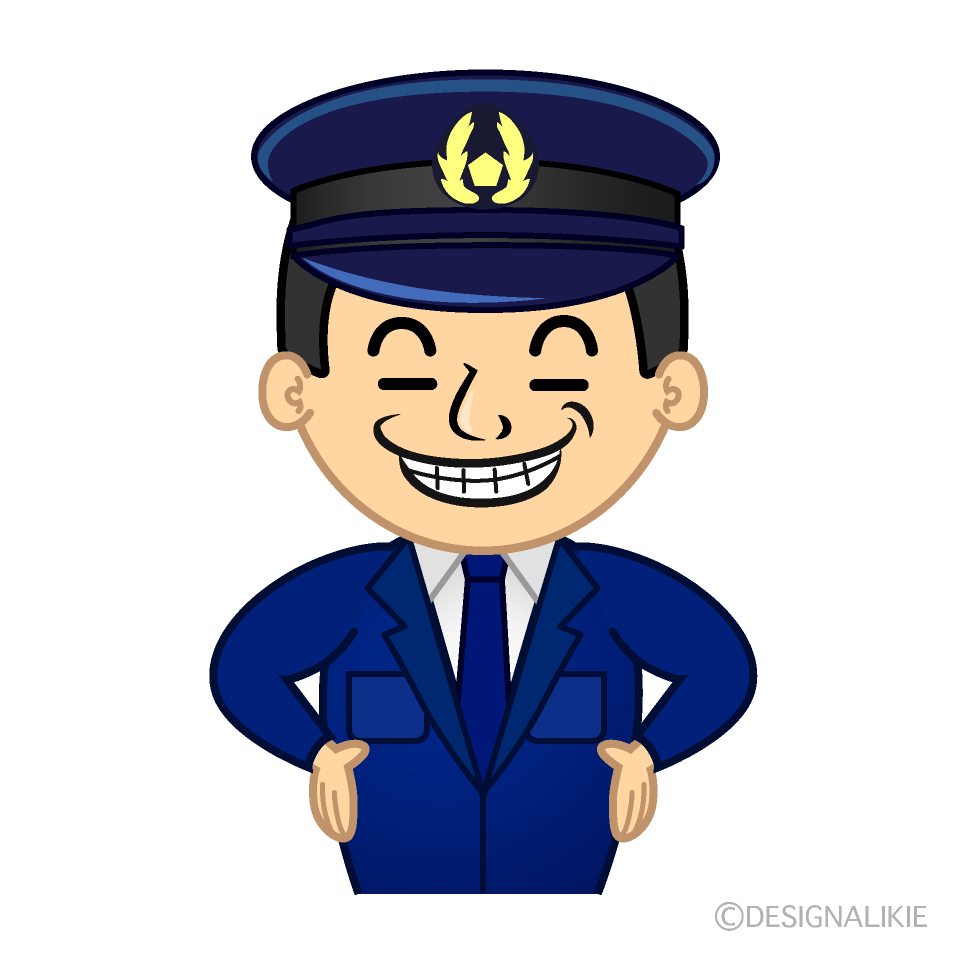 かわいいニヤリと笑う警察官イラスト