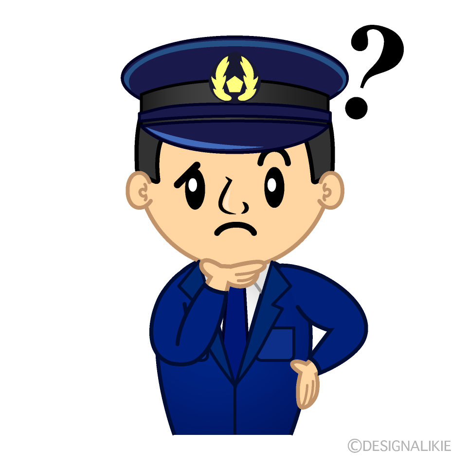 かわいい考える警察官イラスト