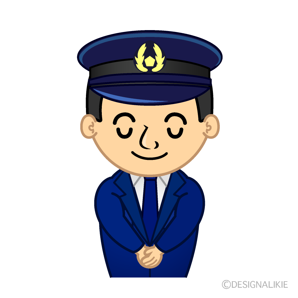 かわいいお辞儀する警察官イラスト