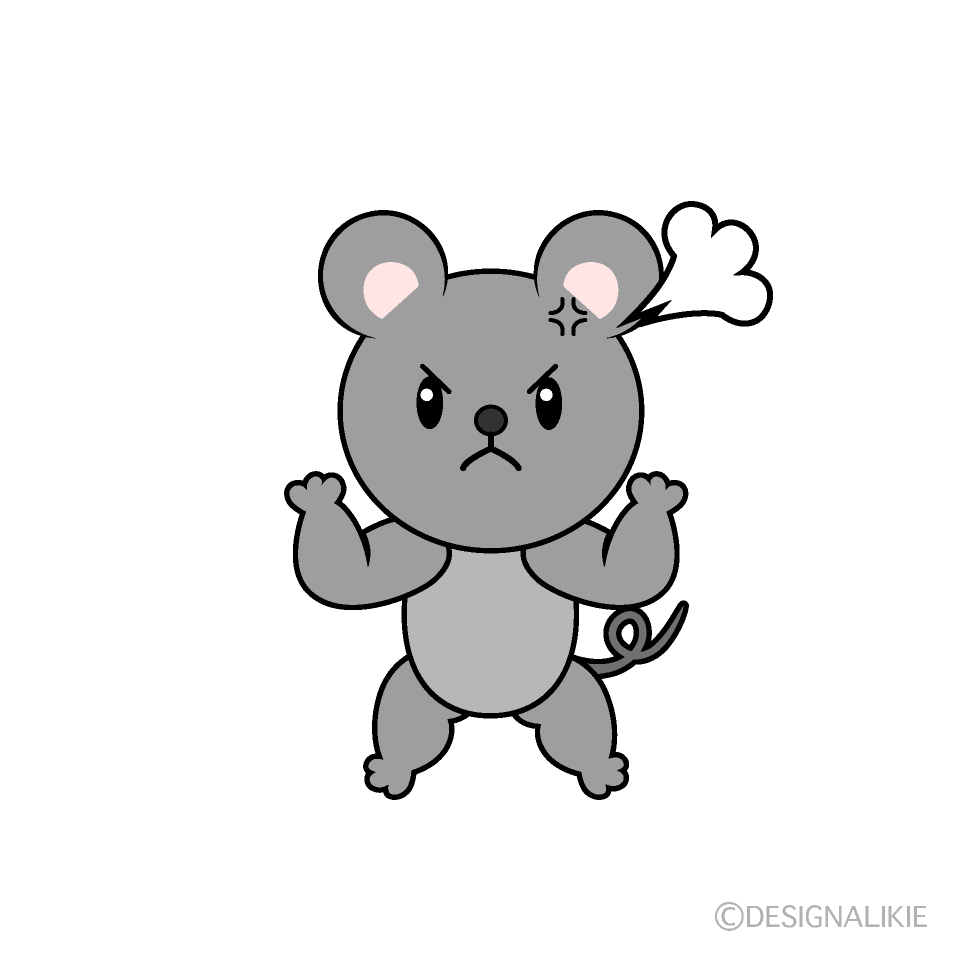 かわいい怒るネズミイラスト