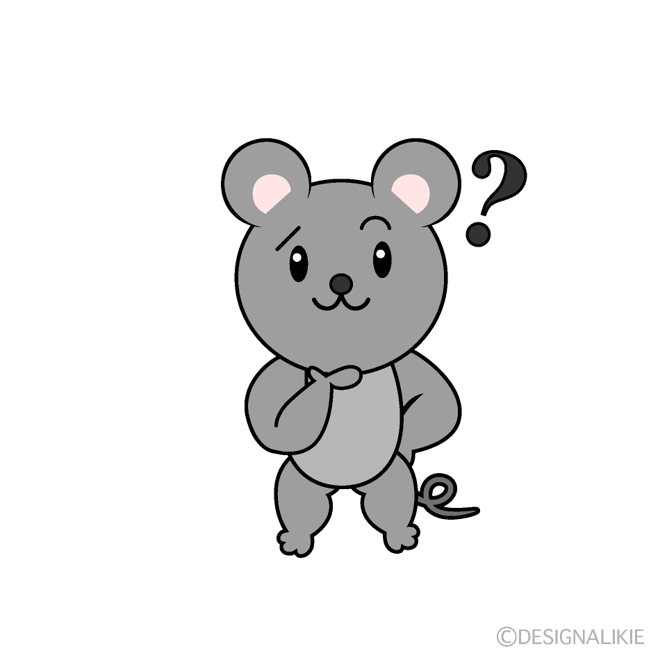 かわいい考えるネズミイラスト
