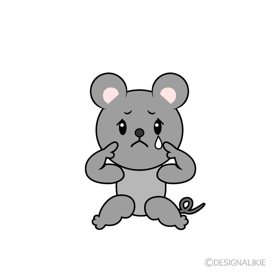 かわいい悲しいネズミイラスト