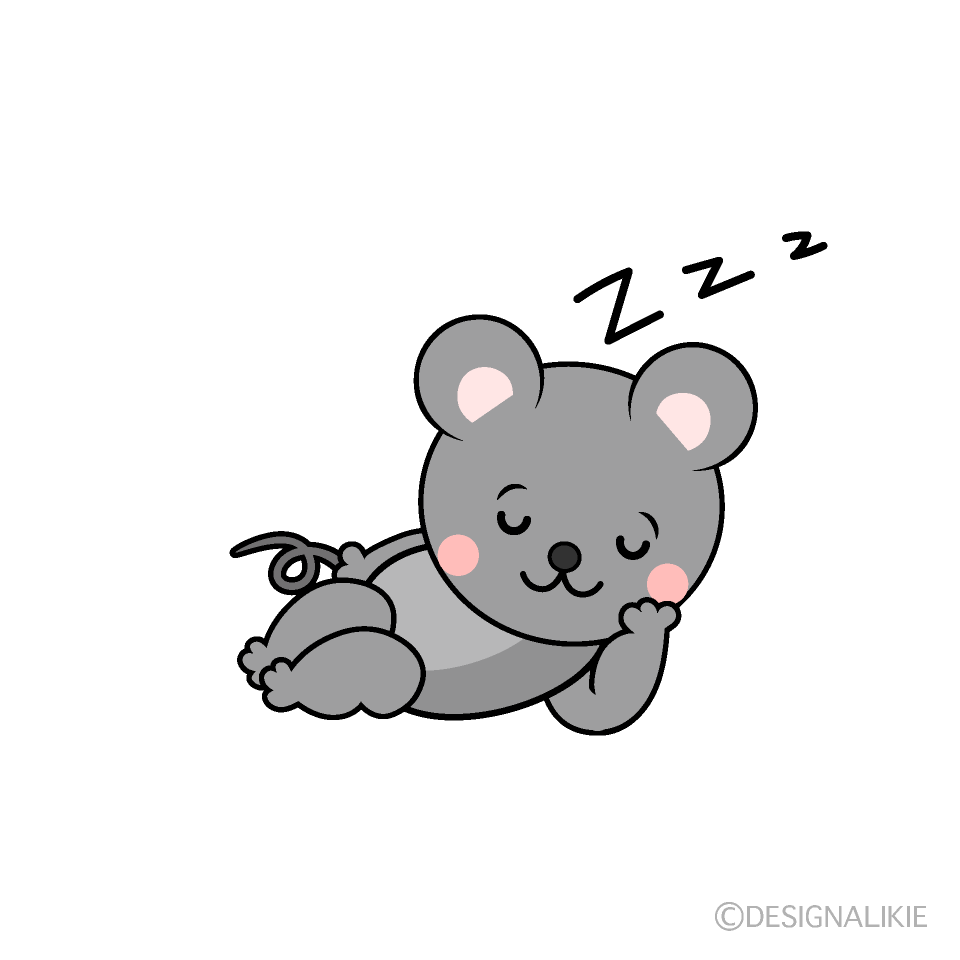 かわいい寝るネズミイラスト