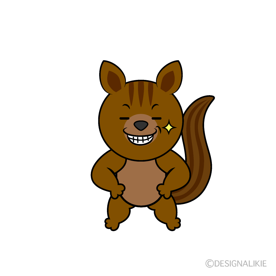 かわいいニヤリとするリスイラスト