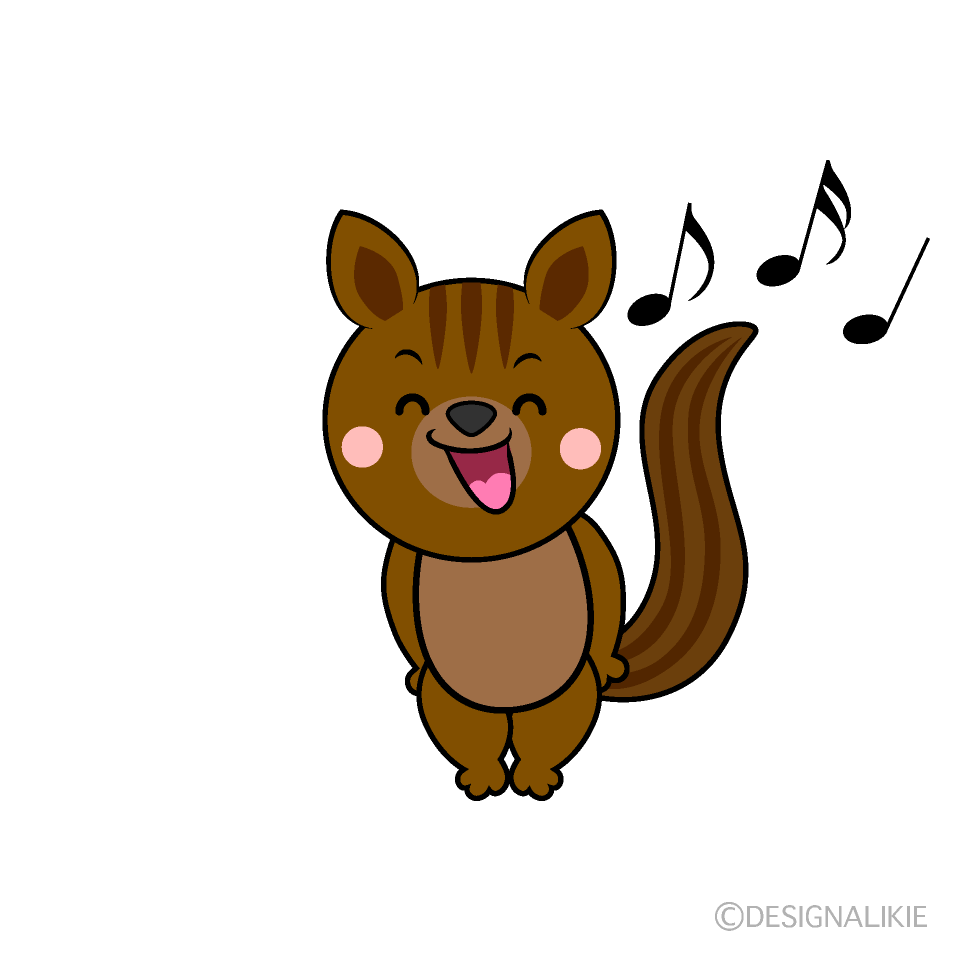 かわいい歌うリスイラスト