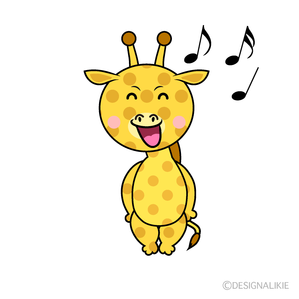 かわいい歌うキリンイラスト
