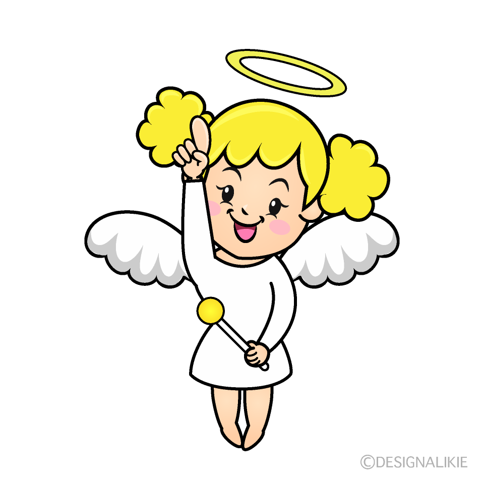 かわいい指差しする天使イラスト