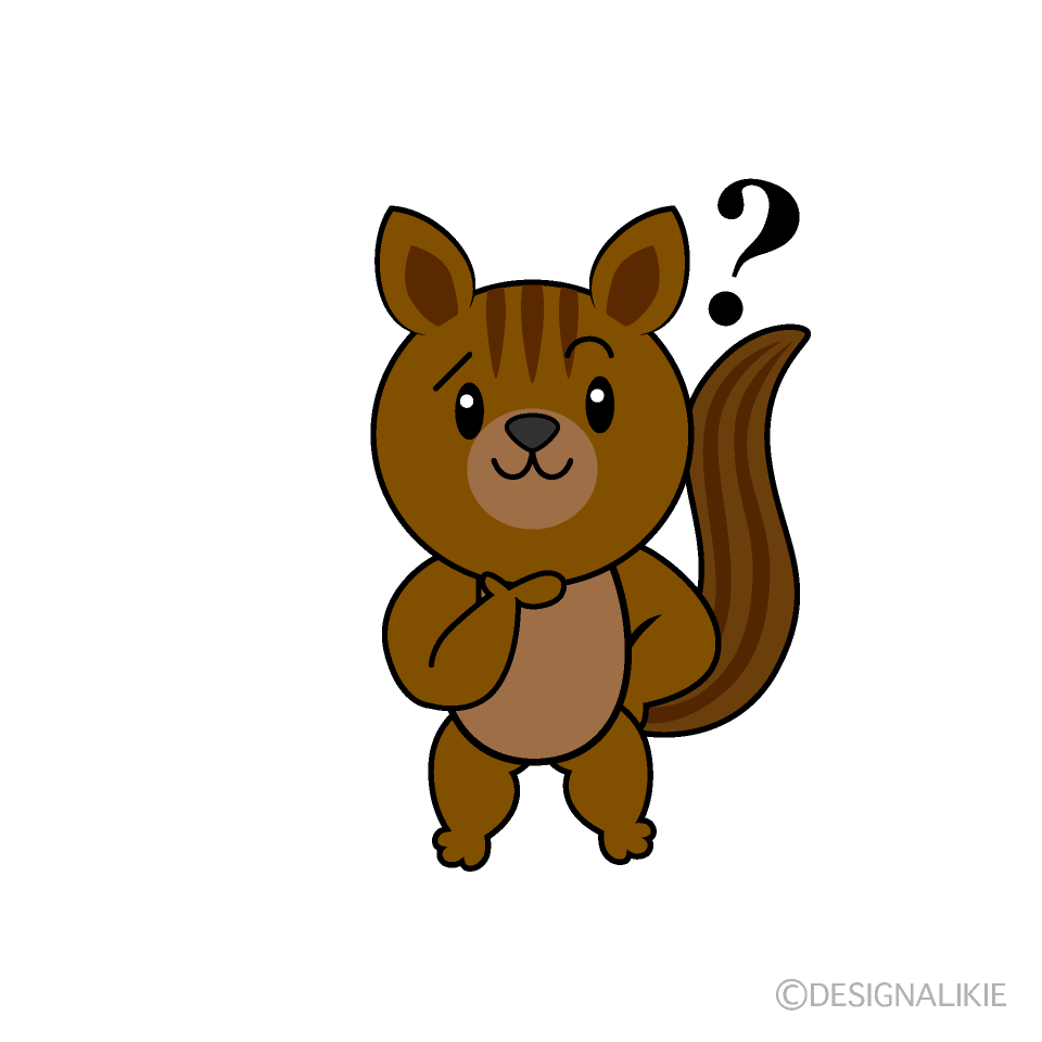 かわいい考えるリスイラスト