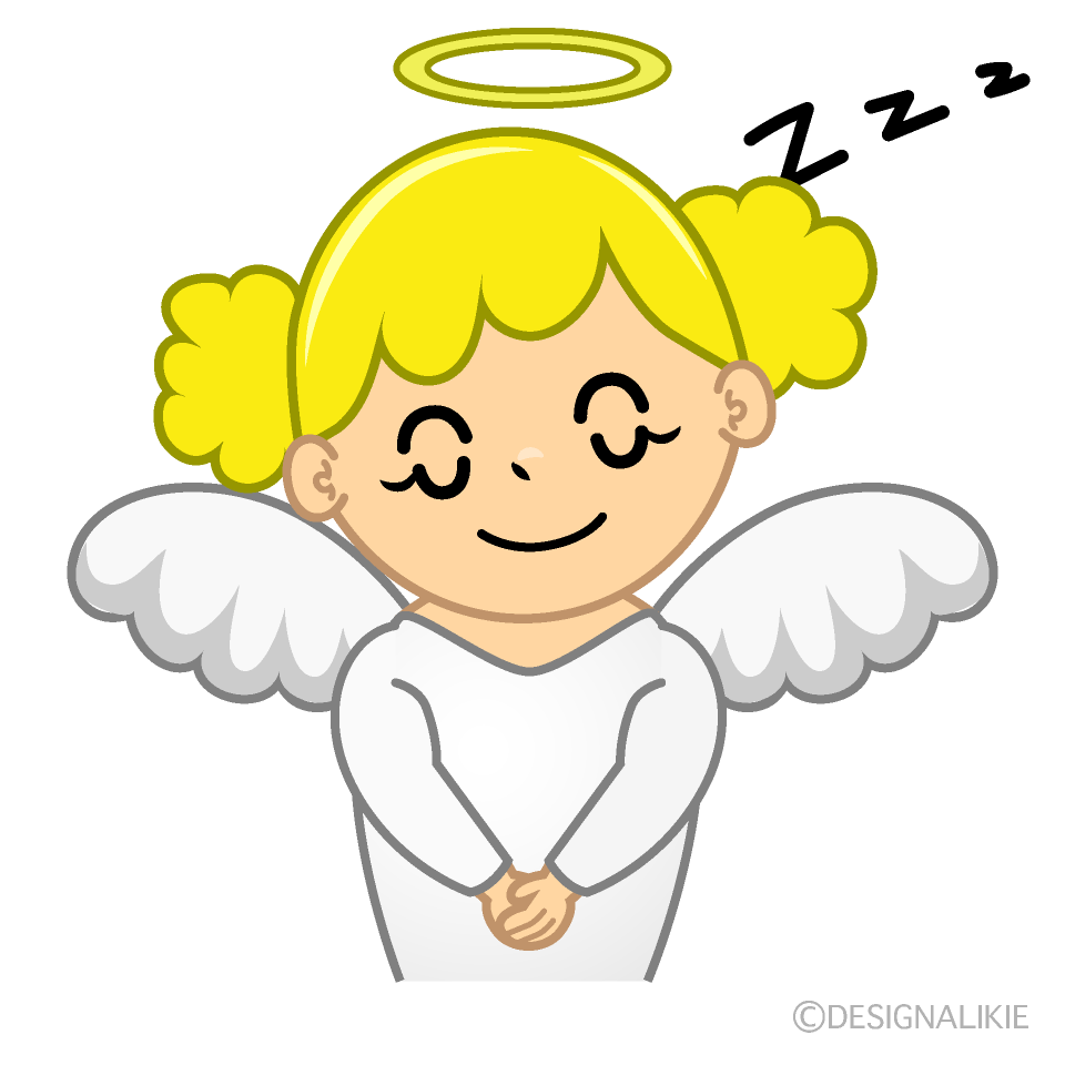 かわいい居眠りする天使イラスト