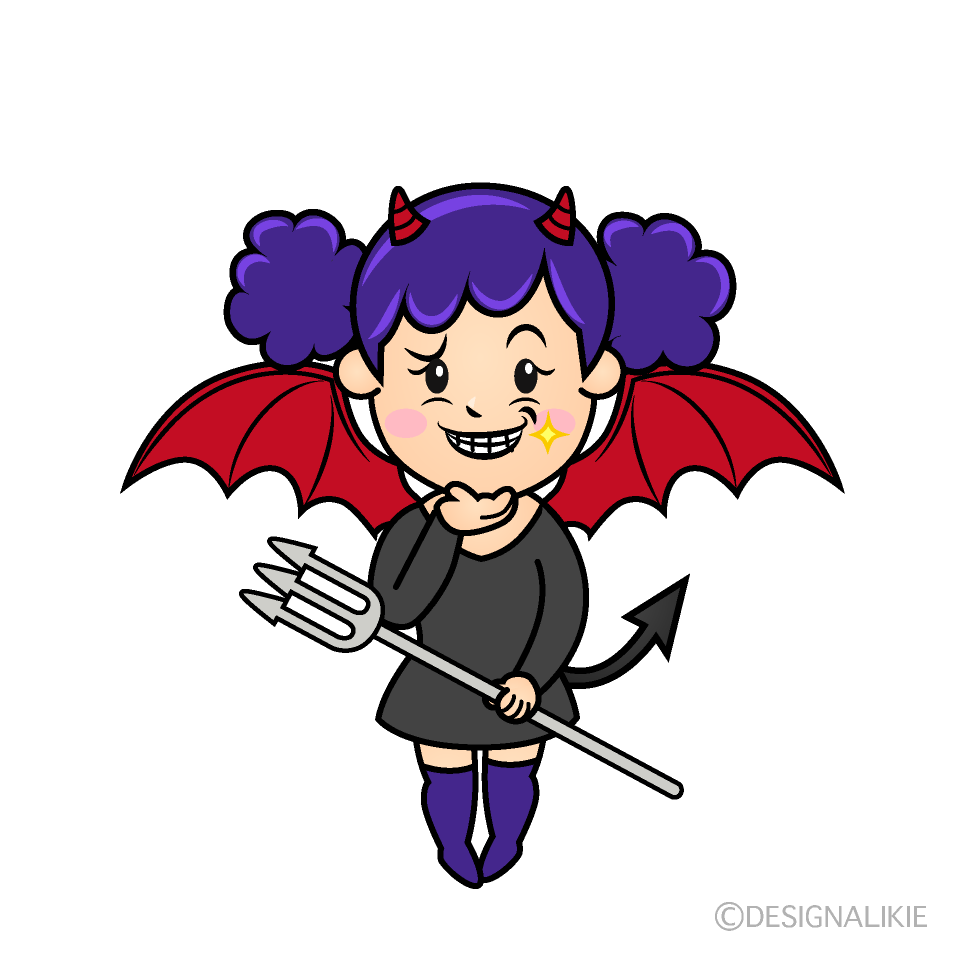 かわいいニヤリとする女悪魔イラスト