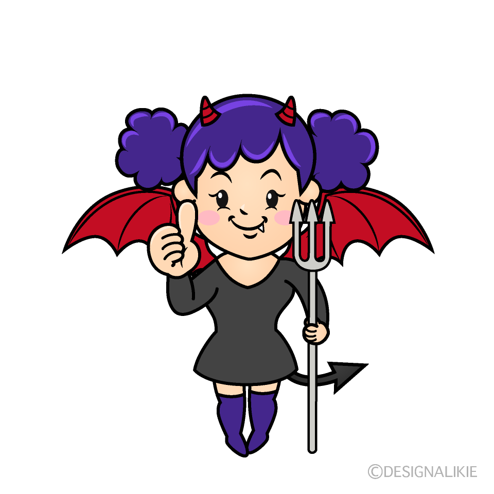 かわいいいいねする女悪魔イラスト