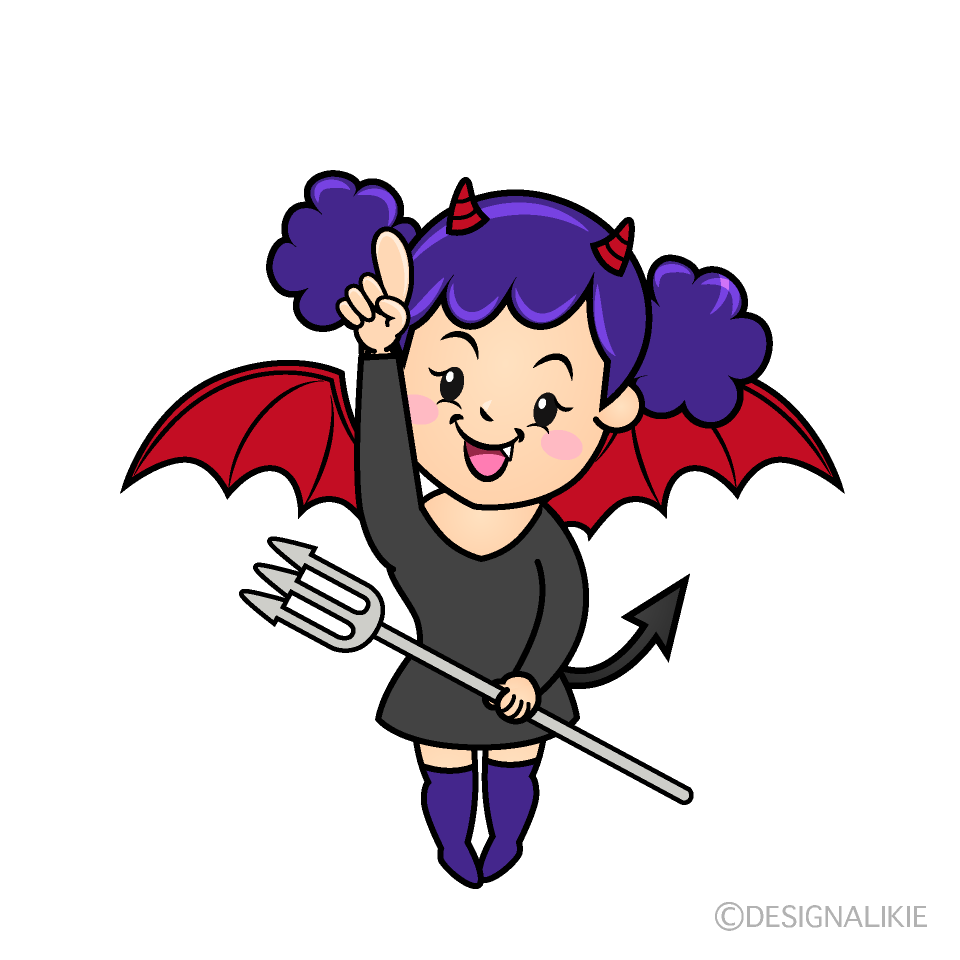 かわいい指差しする女悪魔イラスト