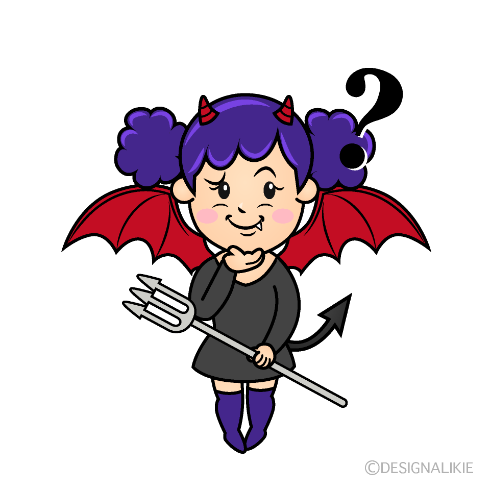 かわいい考える女悪魔イラスト