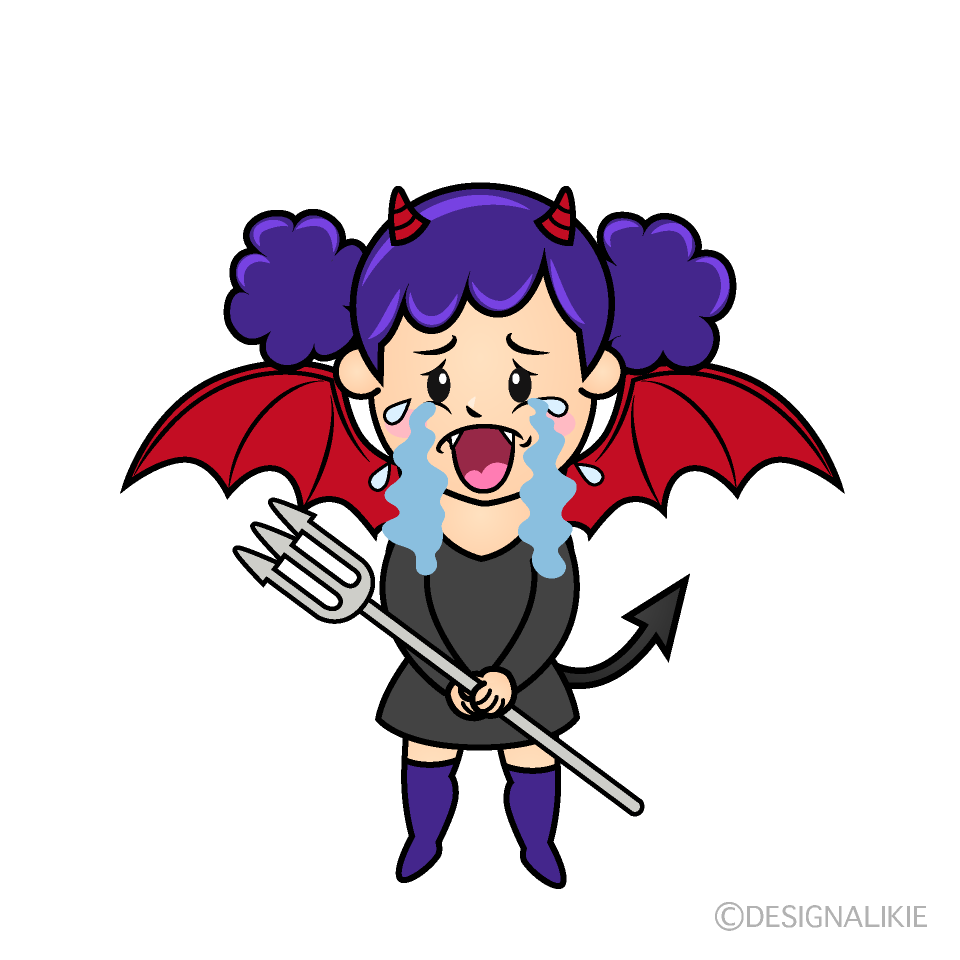 かわいい泣く女悪魔イラスト