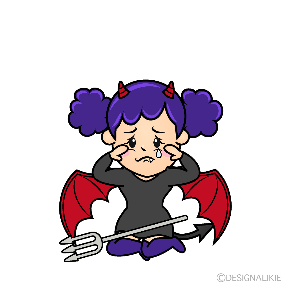 かわいい悲しい女悪魔イラスト