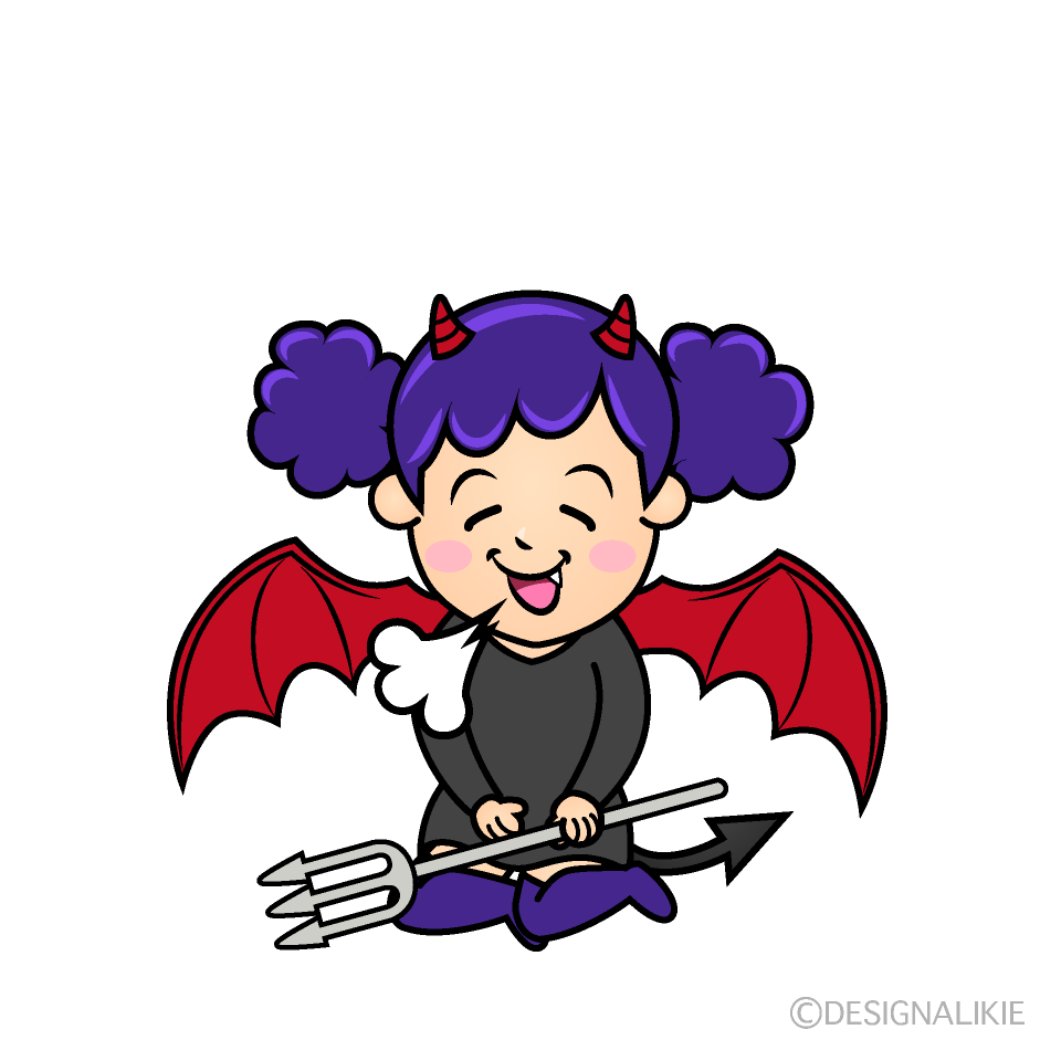 かわいいリラックスした女悪魔イラスト