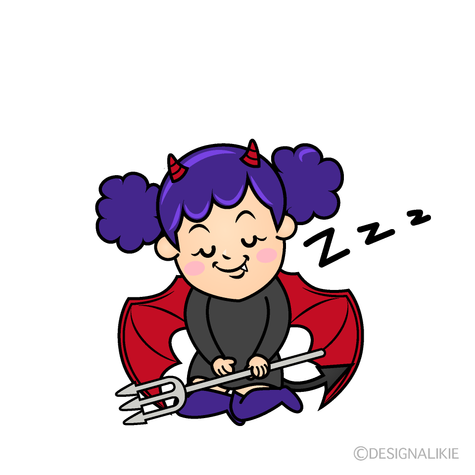 かわいい居眠りする女悪魔イラスト