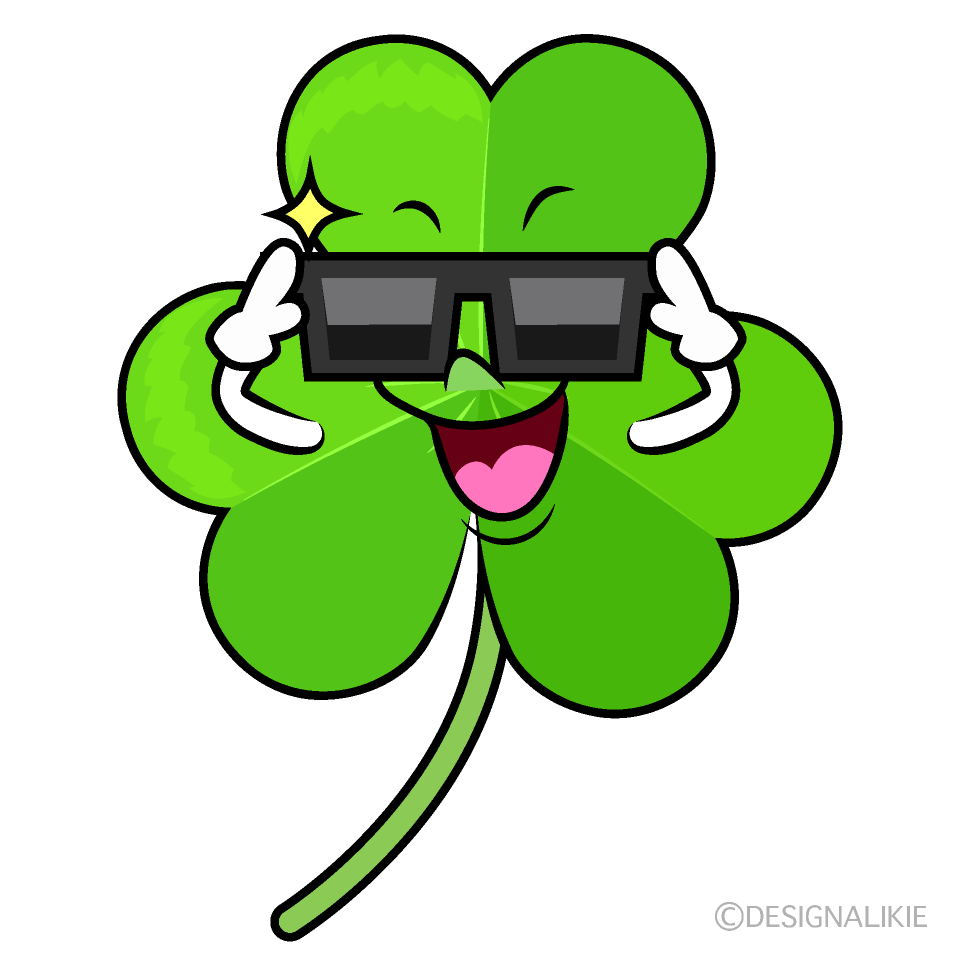 かわいいサングラスのクローバーイラスト