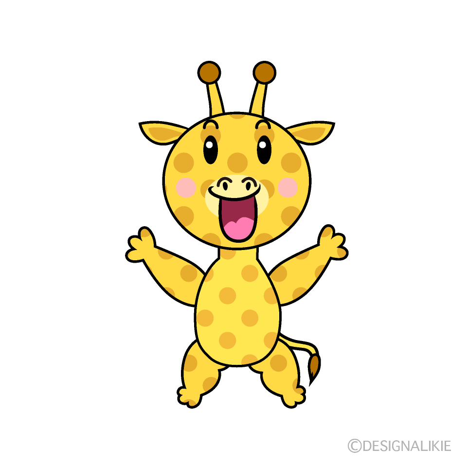 かわいい驚くキリンイラスト
