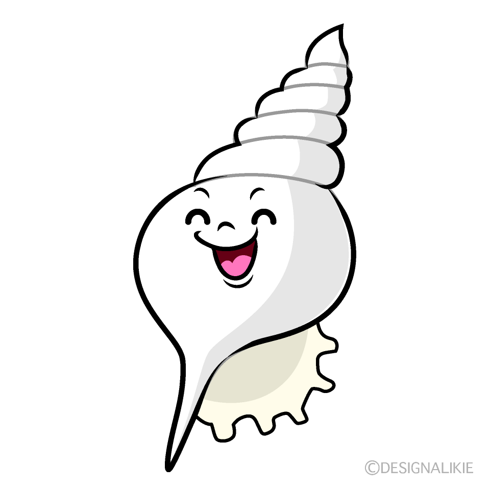 かわいい笑顔の巻貝殻イラスト