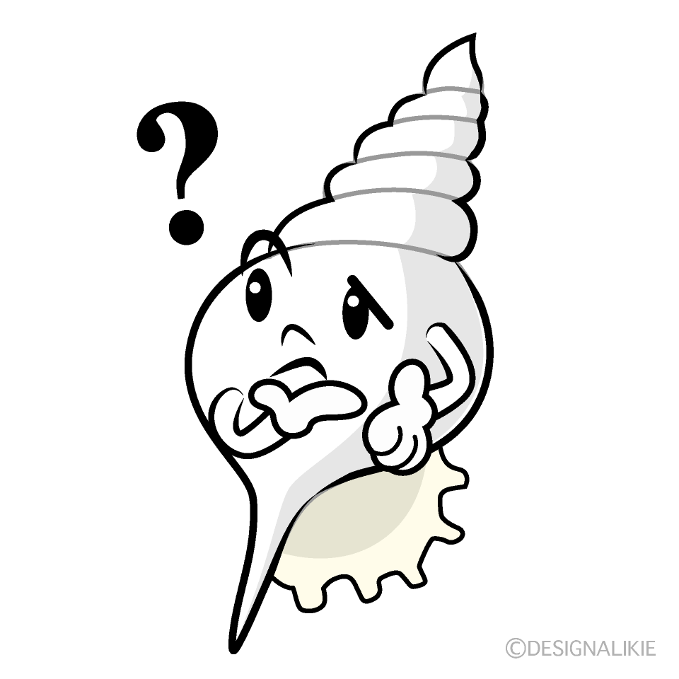 かわいい考える巻貝殻イラスト