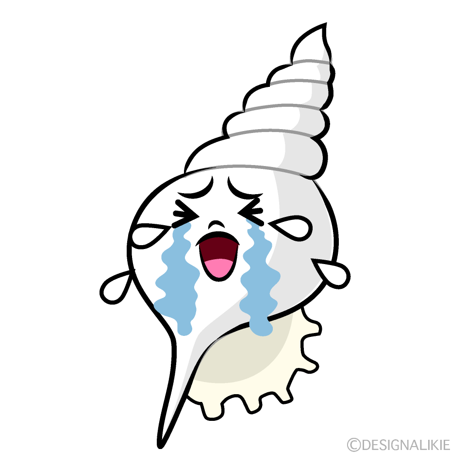 かわいい泣く巻貝殻イラスト