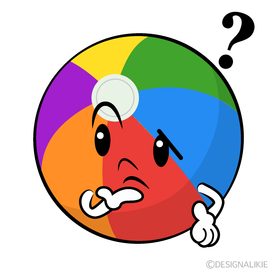 かわいい考えるビーチボールイラスト