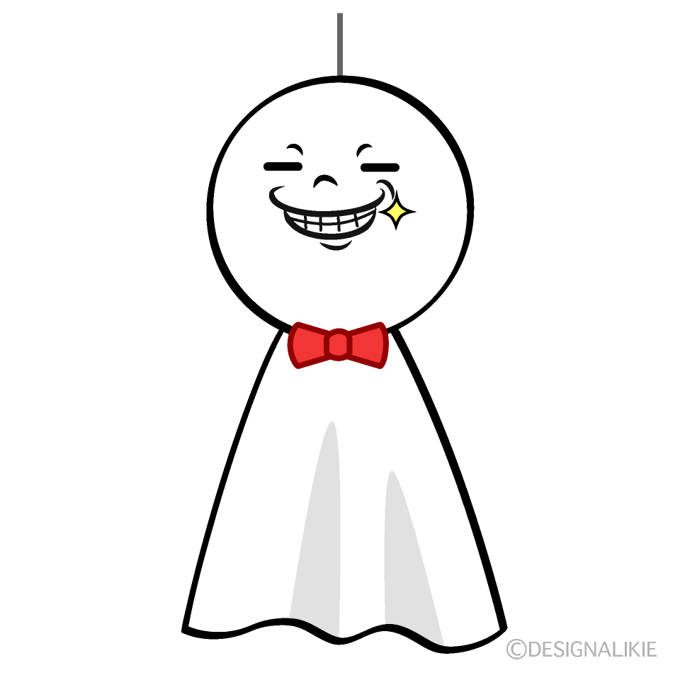 かわいいニヤリと笑うてるてる坊主イラスト