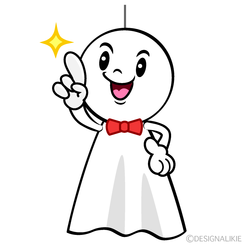 かわいい指差してるてる坊主イラスト
