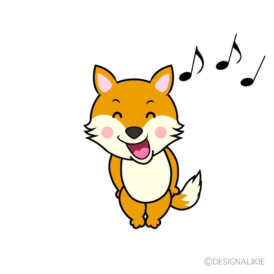 かわいい歌うキツネイラスト