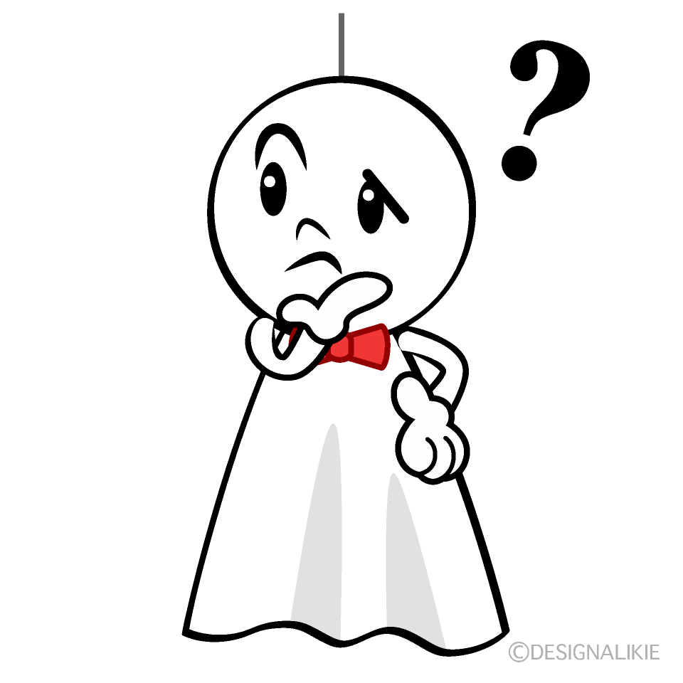 かわいい考えるてるてる坊主イラスト