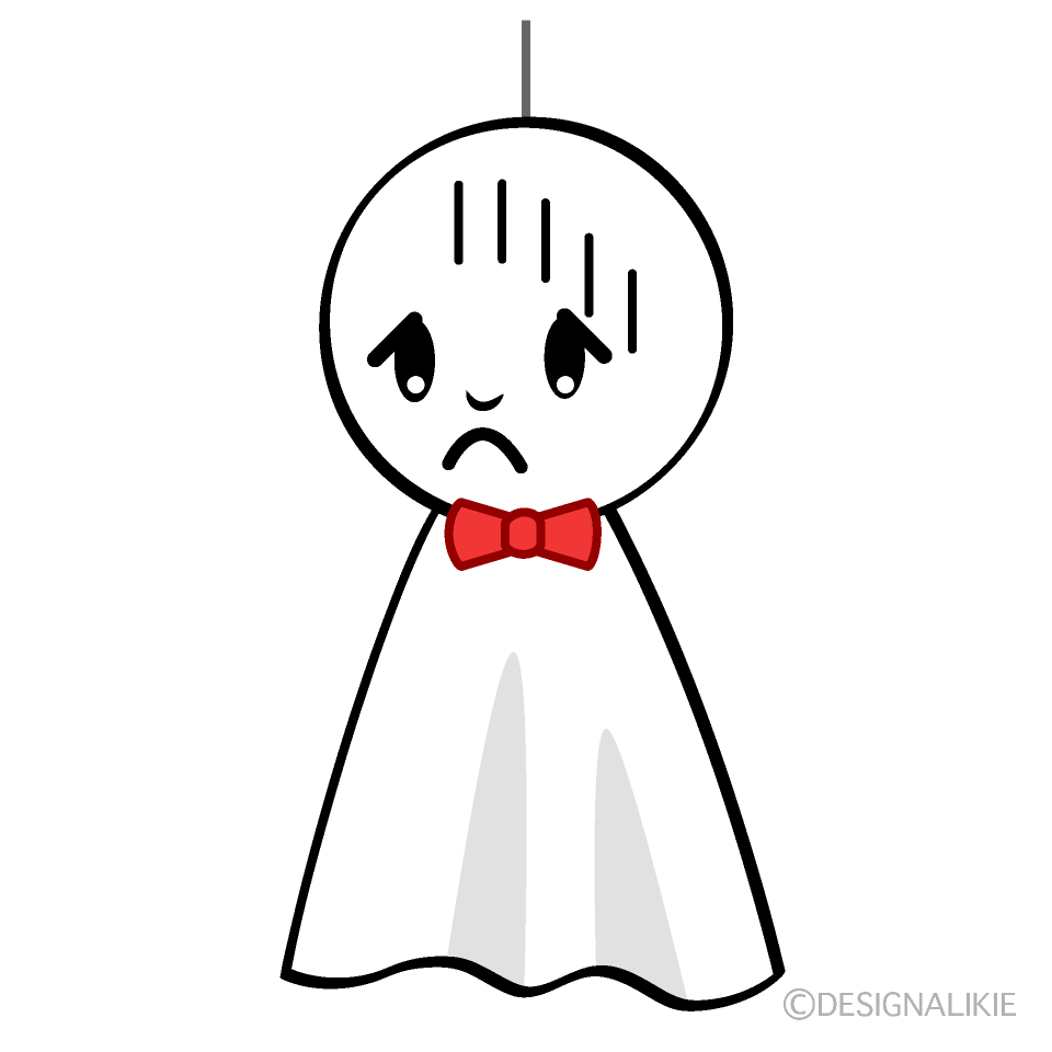 かわいい落ち込むてるてる坊主イラスト