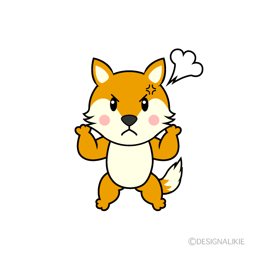 かわいい怒るキツネイラスト