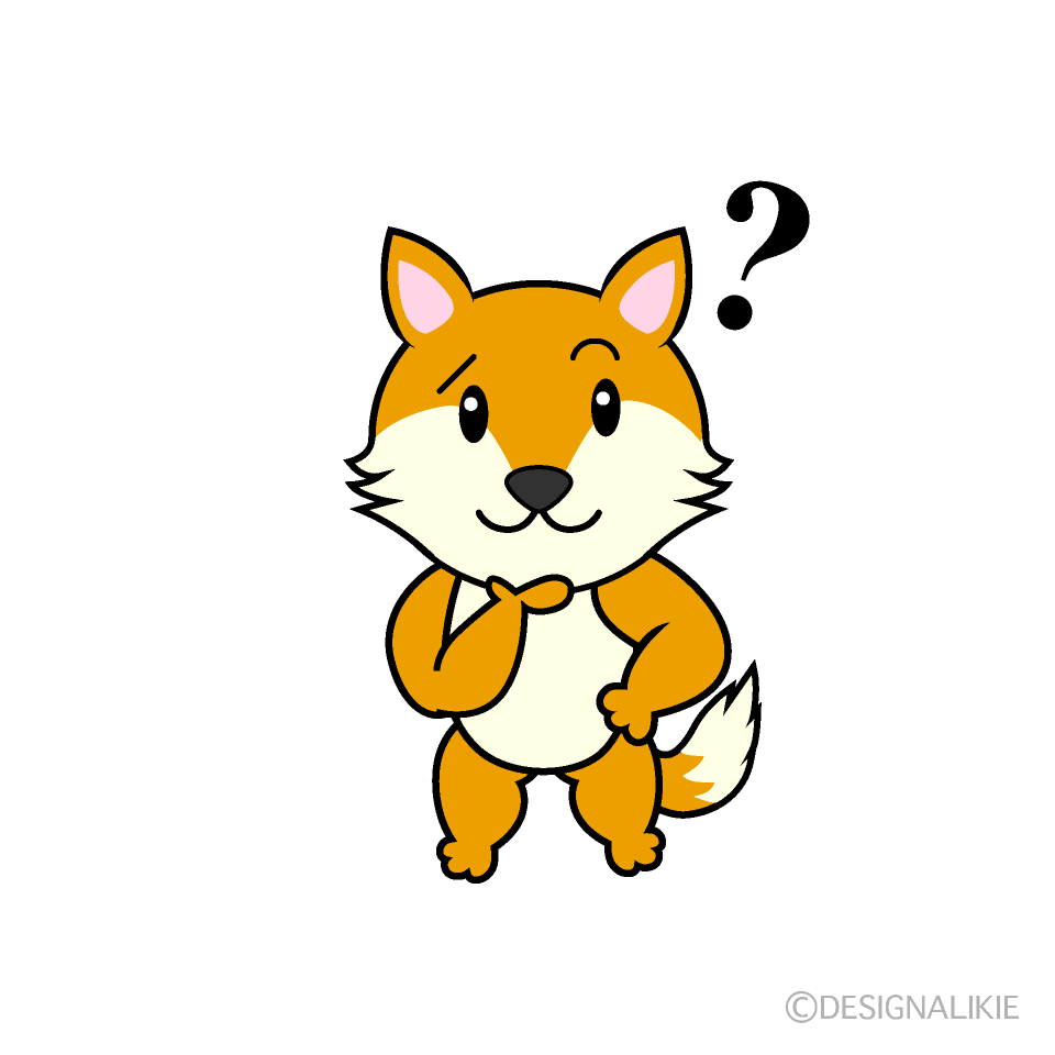 かわいい考えるキツネイラスト