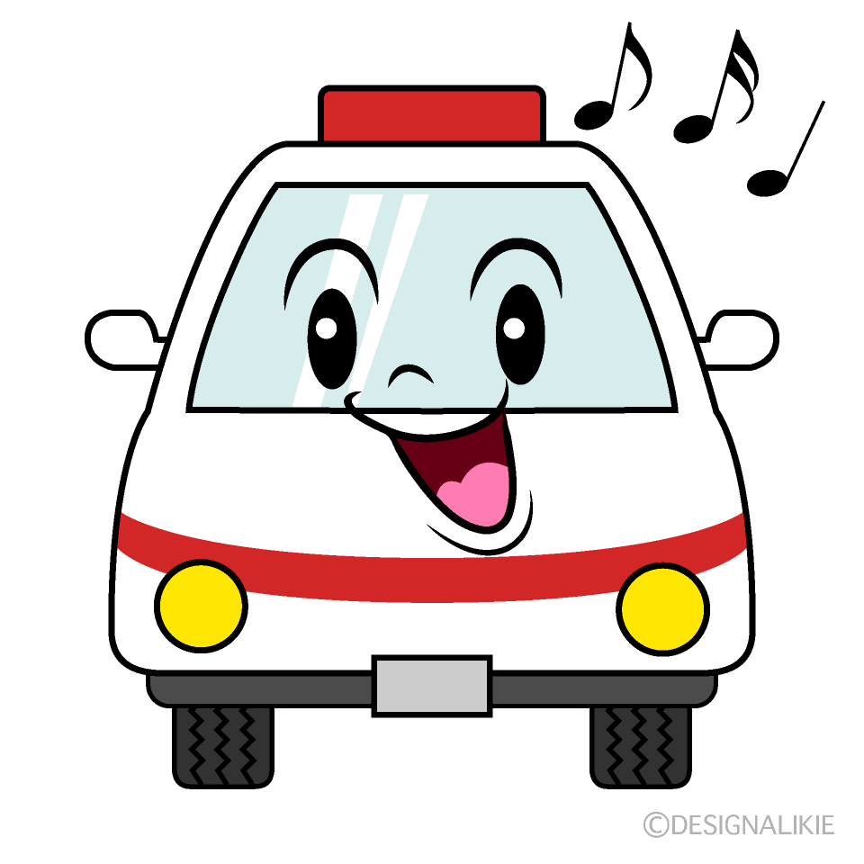 かわいい歌う救急車イラスト