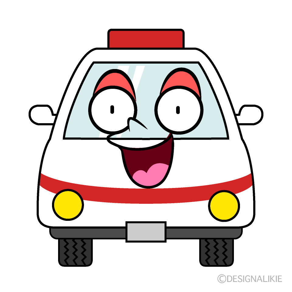 かわいい驚く救急車イラスト