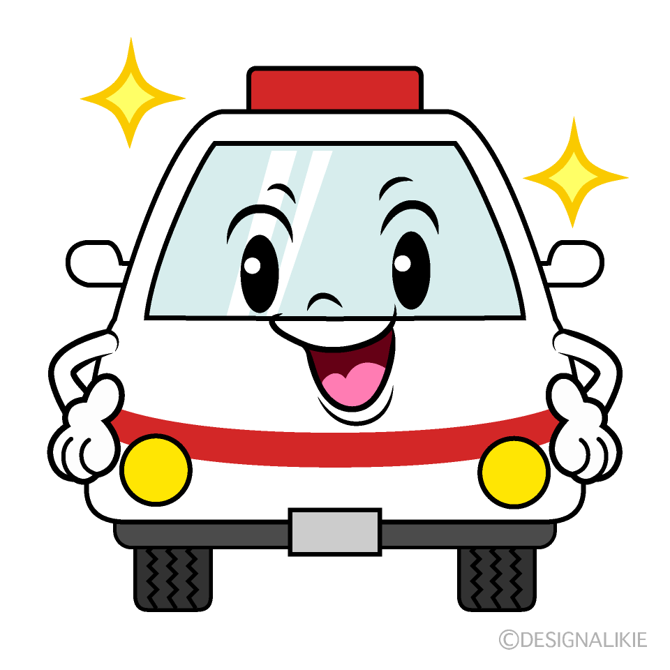 かわいい自信満々の救急車イラスト