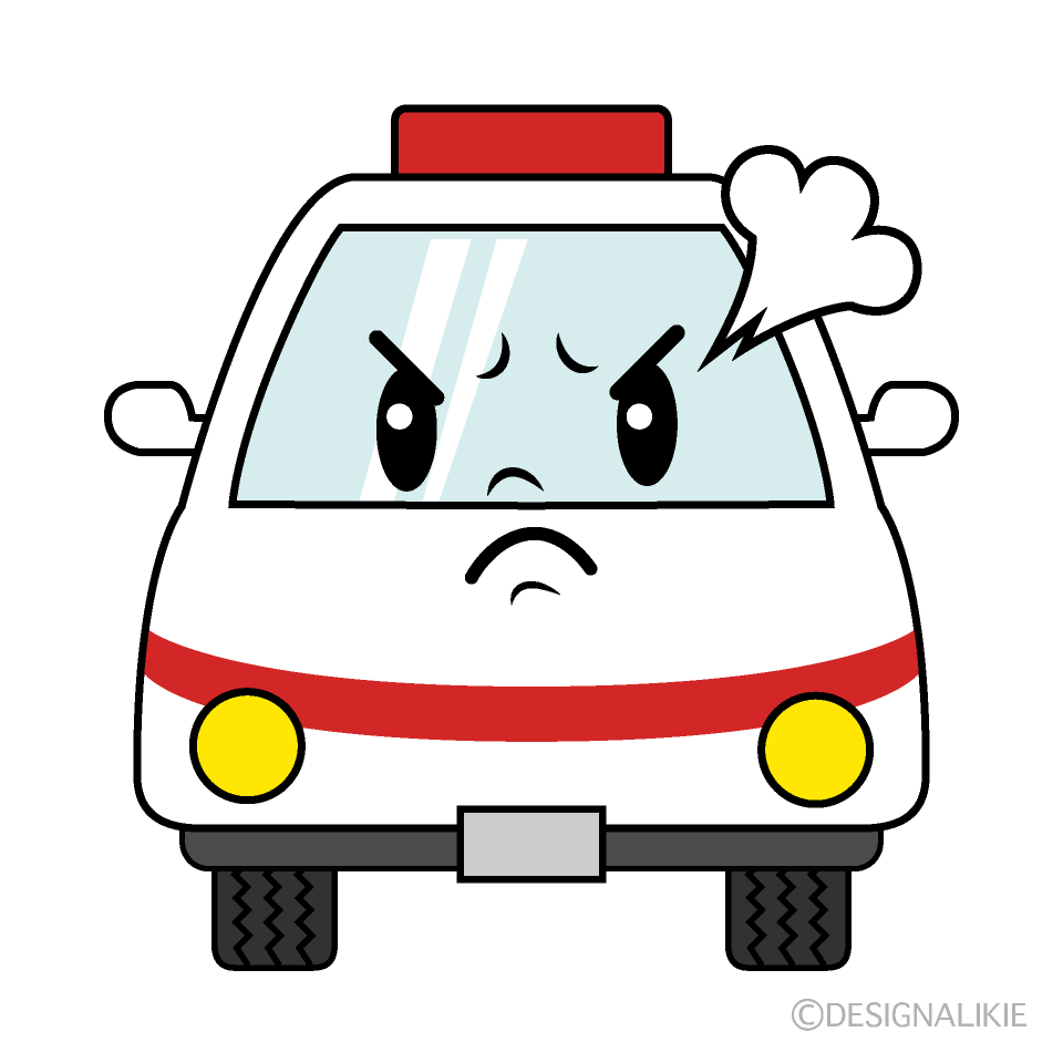 かわいい怒る救急車イラスト