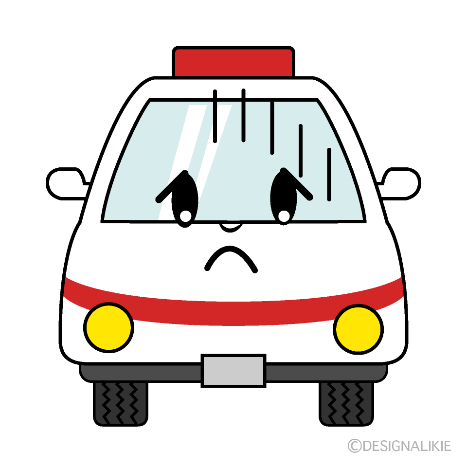 かわいい落ち込む救急車イラスト