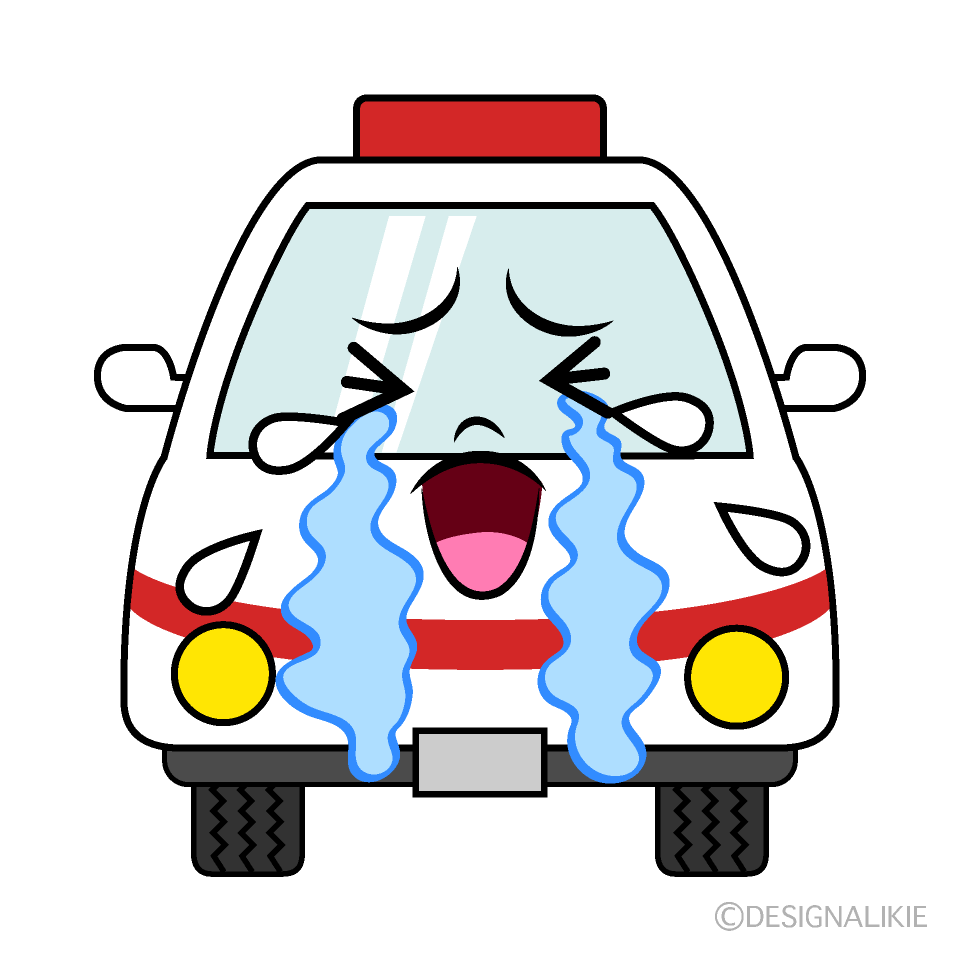 かわいい泣く救急車イラスト