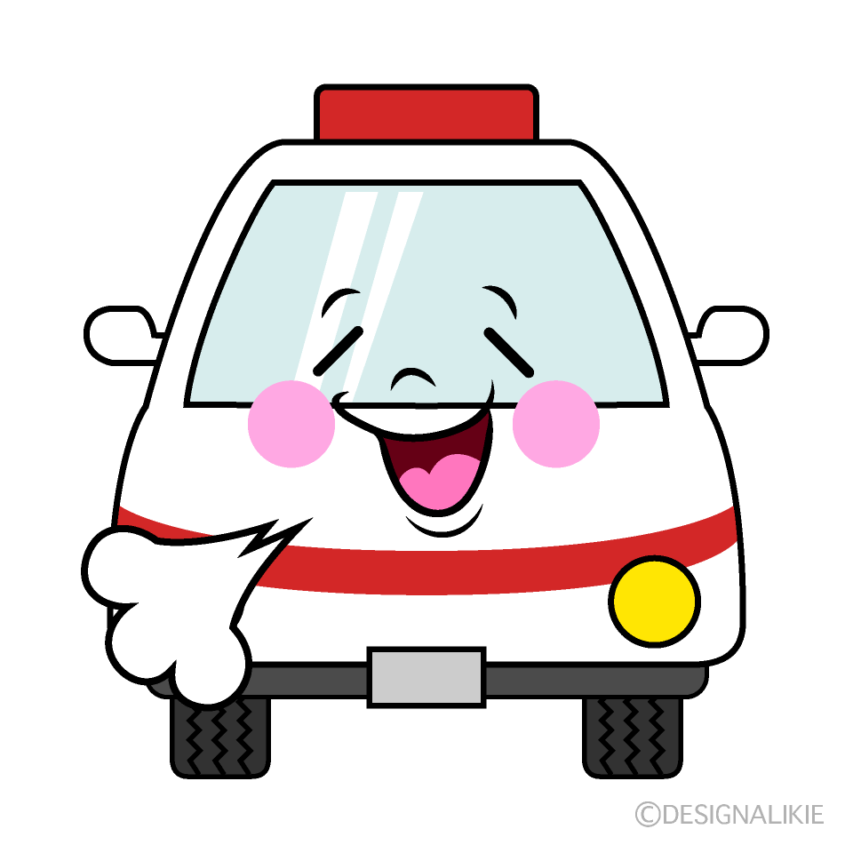 かわいいリラックスする救急車イラスト