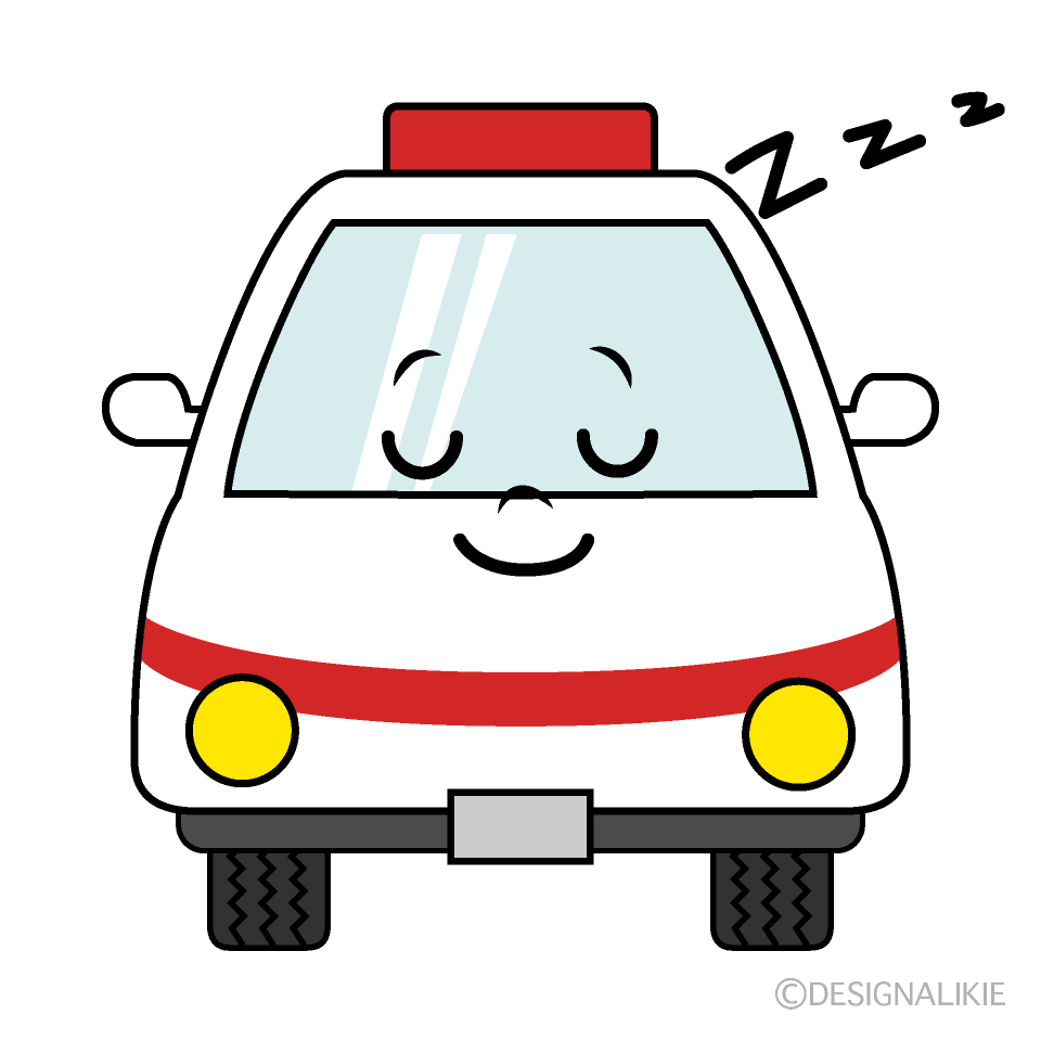 かわいい寝る救急車イラスト